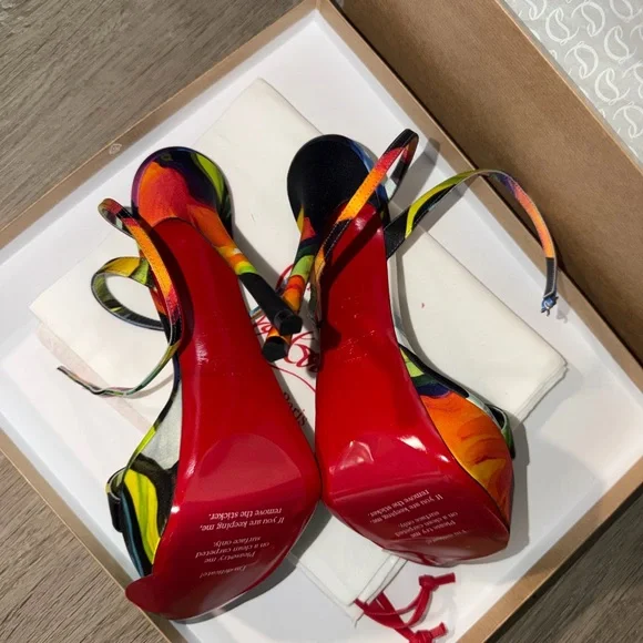 Christian Louboutin Multicolor Floral Loubi Queen Alta Heels - Picture 3 of 7